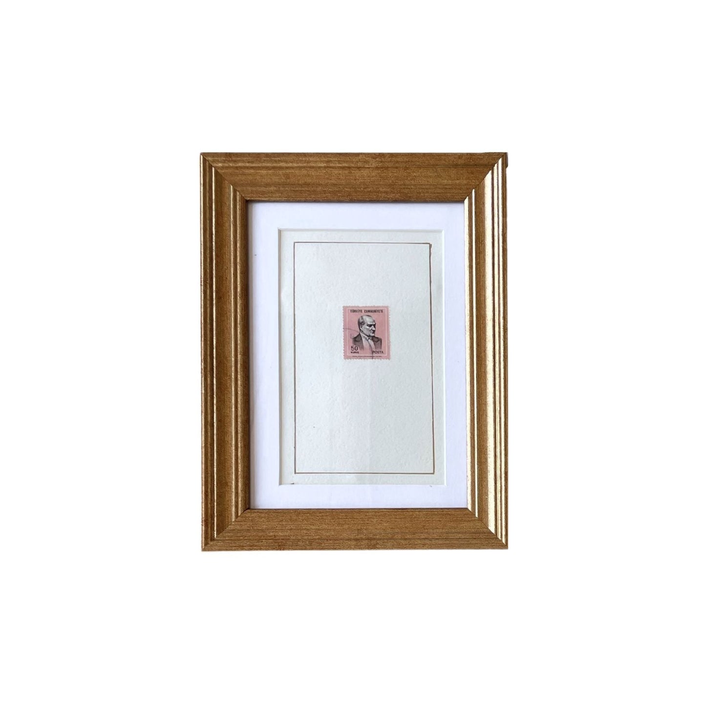 Vintage Postage Stamp Art in Pink