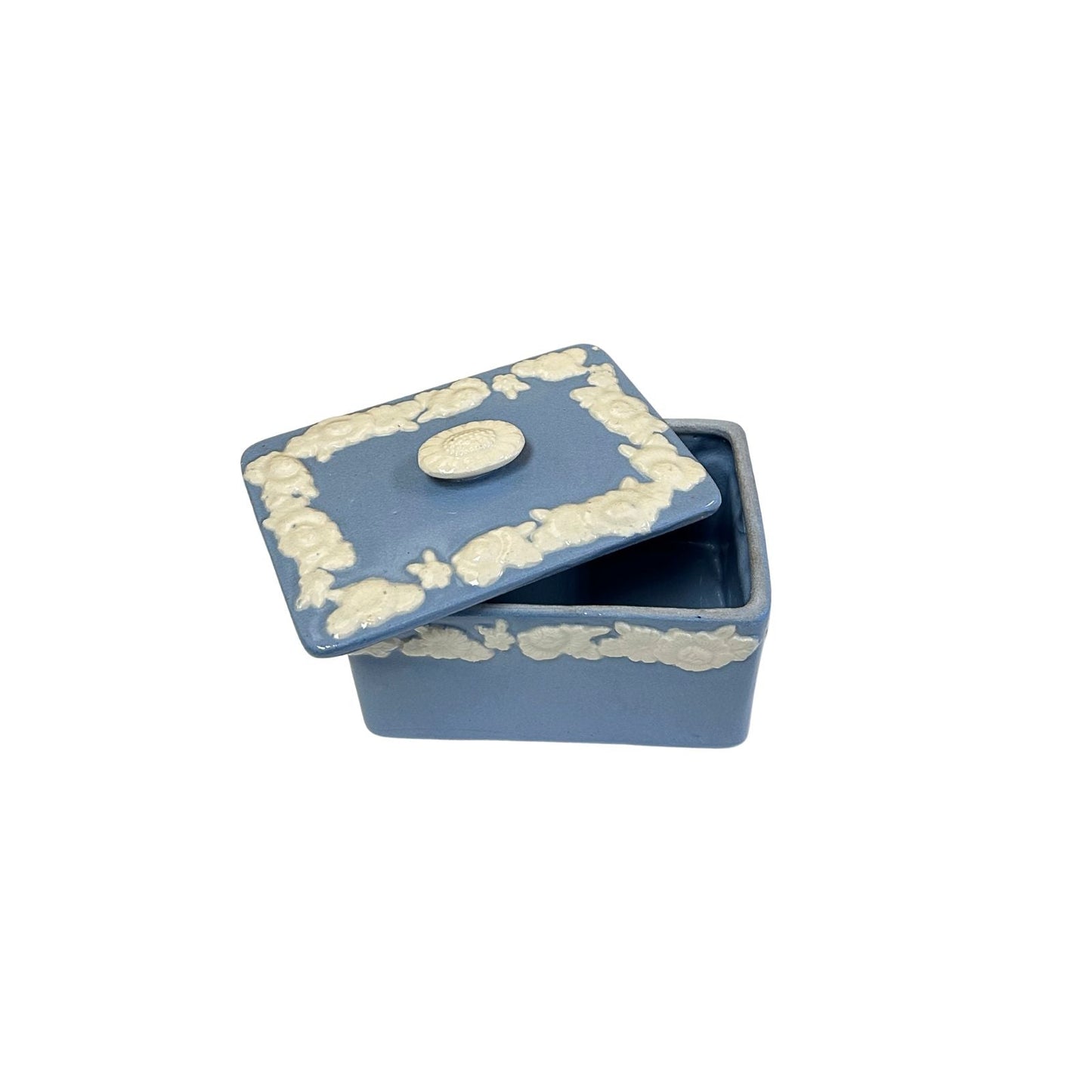 Blue and White Polished Wedgewood Box with Lid