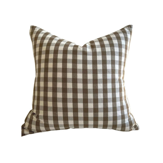 Chocolate Gingham Pillow