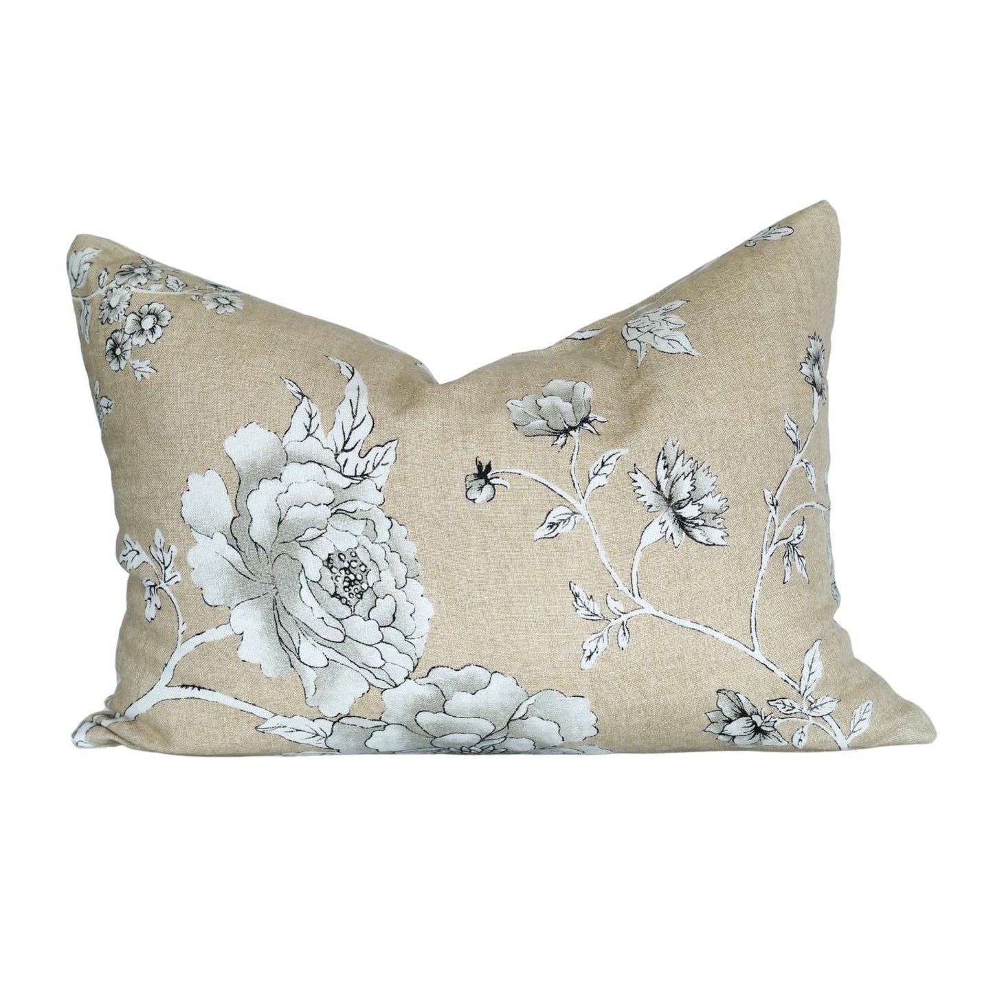 Beige Floral Print Pillow