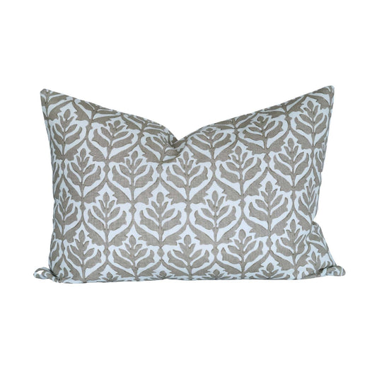 Taupe Block Print Pillow