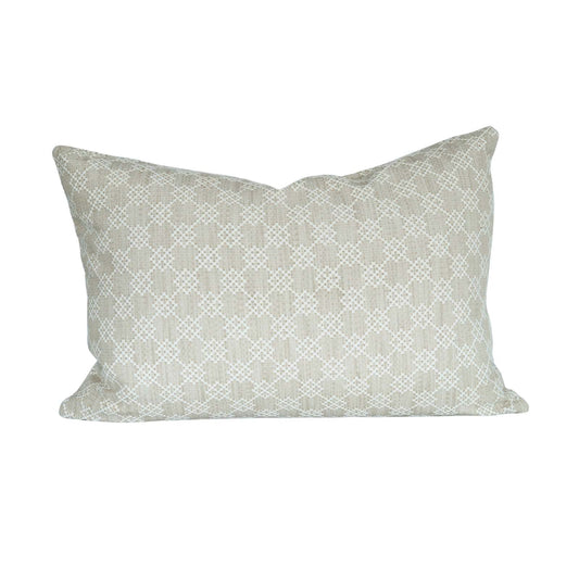 Textured Beige and White Pattern Pillow