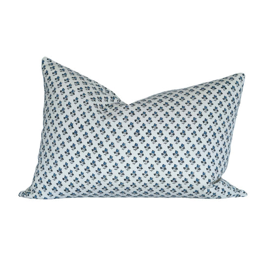 Blue and Brown Block Print Pillow