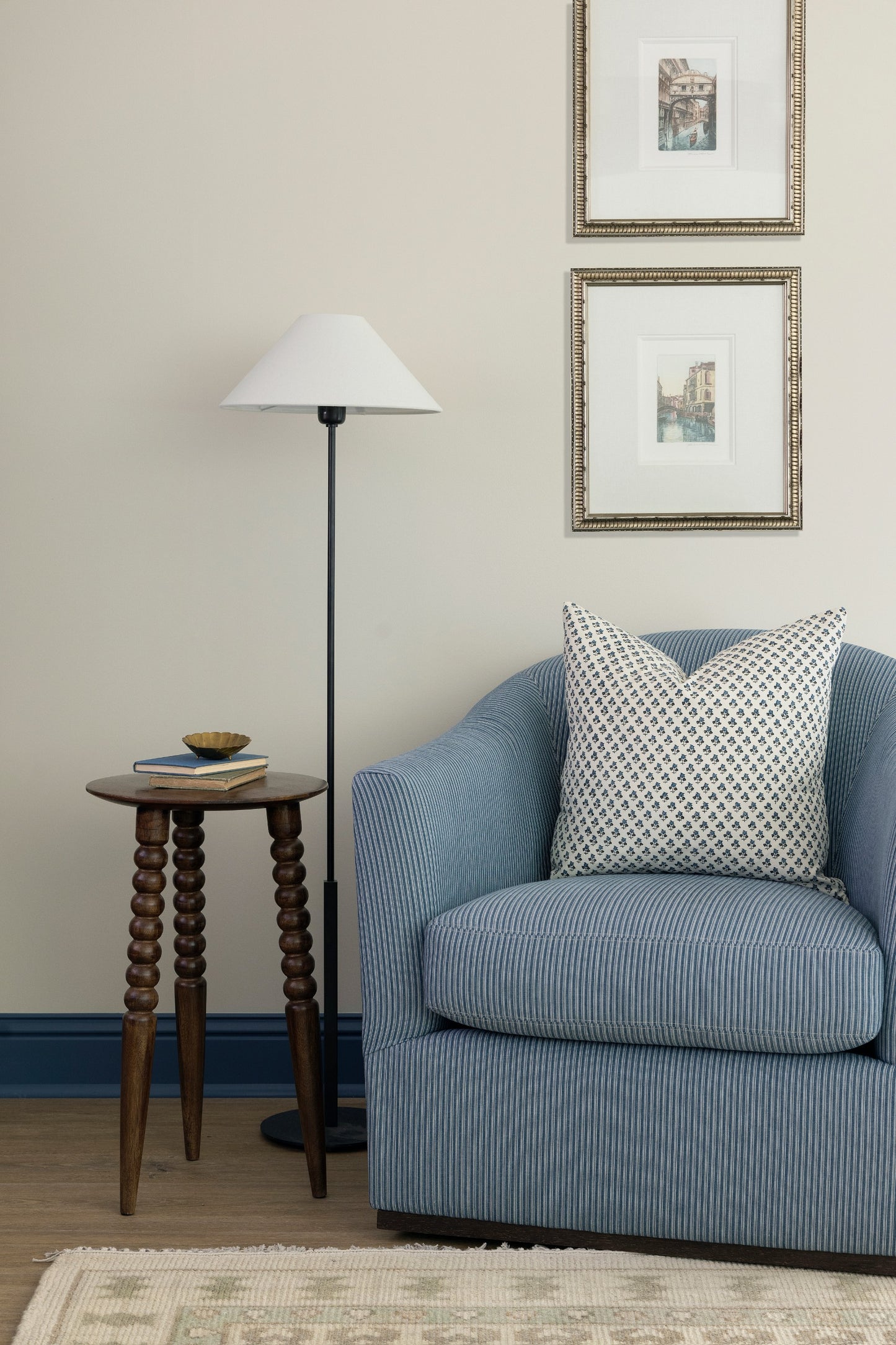 Blue and Brown Block Print Pillow