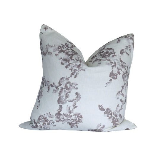 Purple and Gray Floral Pillow