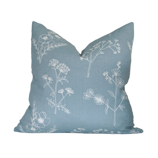 Soft Blue Embroidered Pillow