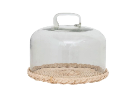 Retail $105: Classic Glass Cloche with Rattan Base