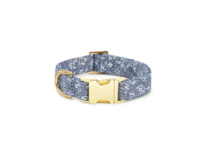 Retail $45: Floral Dog Collar in Chambray- Large